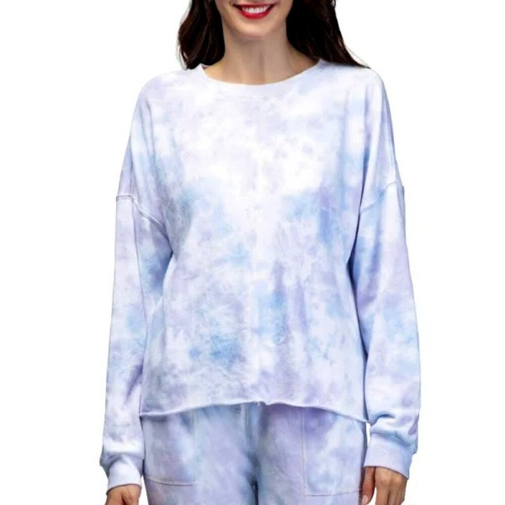 NWT GREEN TEA “To Dye For” Soft Tie-Dye French Terry Sweatshirt & Jogger Set L